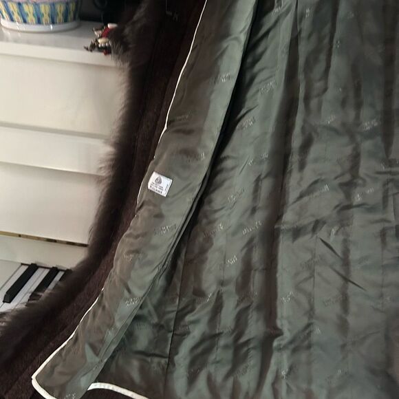 Hilary Radley Brown Trench Coat with Faux Fur Trim - Picture 15 of 16